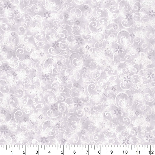 Fabric Traditions Swirls on Gray Glitter Cotton Fabric